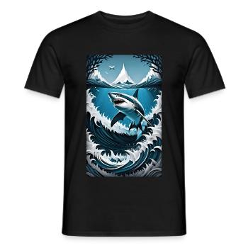 Shark | Great White Shark | Sea Creature | Fish - Men's T-Shirt - black - Front - AI Model Male 178 light (178cm)
