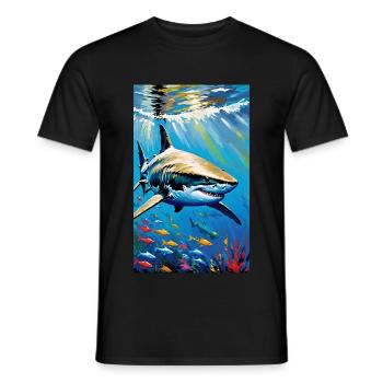 Shark | Great White Shark | Sea Creature | Fish - Men's T-Shirt - black - Front - AI Model Male 178 light (178cm)