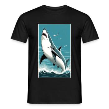 Shark | Great White Shark | Sea Creature | Fish - Men's T-Shirt - black - Front - AI Model Male 178 light (178cm)