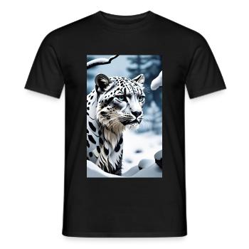 Léopard des neiges | Léopard | Prédateur - T-shirt homme - noir - Devant - AI Model Male 178 light (178cm)