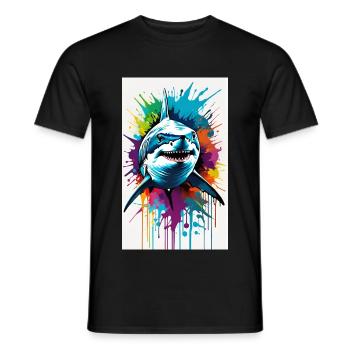 Shark | Great White Shark | Sea Creature | Fish - Men's T-Shirt - black - Front - AI Model Male 178 light (178cm)