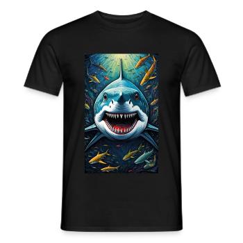 Shark | Great White Shark | Sea Creature | Fish - Men's T-Shirt - black - Front - AI Model Male 178 light (178cm)