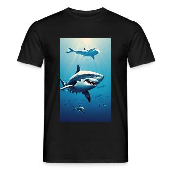 Shark | Great White Shark | Sea Creature | Fish - Men's T-Shirt - black - Front - AI Model Male 178 light (178cm)