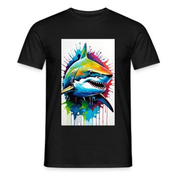 Shark | Great White Shark | Sea Creature | Fish - Men's T-Shirt - black - Front - AI Model Male 178 light (178cm)