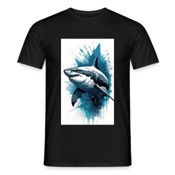 Shark | Great White Shark | Sea Creature | Fish - Men's T-Shirt - black - Front - AI Model Male 178 light (178cm)