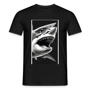 Hai | Weißer Hai | Meerestier | Fisch - Männer T-Shirt - Schwarz - Vorne - AI Model Male 178 light (178cm)