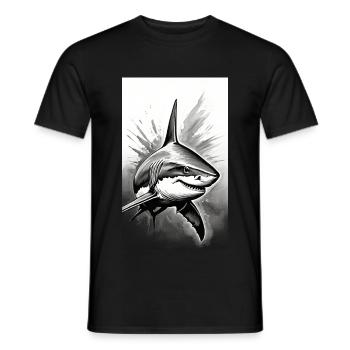 Shark | Great White Shark | Sea Creature | Fish - Men's T-Shirt - black - Front - AI Model Male 178 light (178cm)