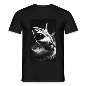 Shark | Great White Shark | Sea Creature | Fish - Men's T-Shirt - black - Front - AI Model Male 178 light (178cm)