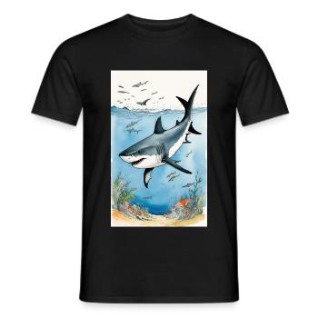 Shark | Great White Shark | Sea Creature | Fish - Men's T-Shirt - black - Front - AI Model Male 178 light (178cm)