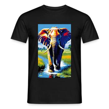 Elefant | Wildtier | Afrika | Kindermotive - Männer T-Shirt - Schwarz - Vorne - AI Model Male 178 light (178cm)