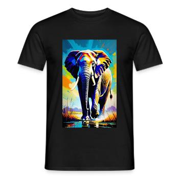 Elefant | Wildtier | Afrika | Kindermotive - Männer T-Shirt - Schwarz - Vorne - AI Model Male 178 light (178cm)