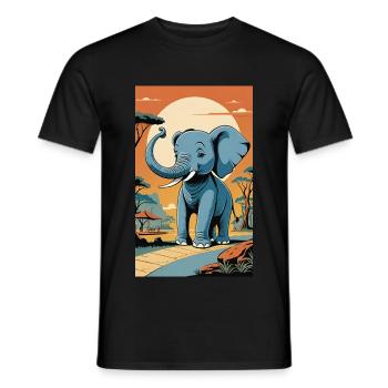 Elefant | Wildtier | Afrika | Kindermotive - Männer T-Shirt - Schwarz - Vorne - AI Model Male 178 light (178cm)