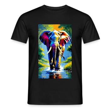Elefant | Wildtier | Afrika | Kindermotive - Männer T-Shirt - Schwarz - Vorne - AI Model Male 178 light (178cm)