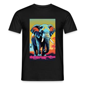 Elefant | Wildtier | Afrika | Kindermotive - Männer T-Shirt - Schwarz - Vorne - AI Model Male 178 light (178cm)