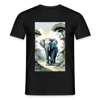 Elefant | Wildtier | Afrika | Kindermotive - Männer T-Shirt - Schwarz - Vorne - AI Model Male 178 light (178cm)