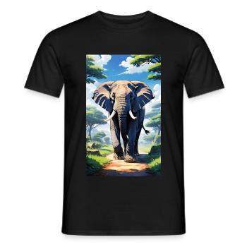 Elefant | Wildtier | Afrika | Kindermotive - Männer T-Shirt - Schwarz - Vorne - AI Model Male 178 light (178cm)