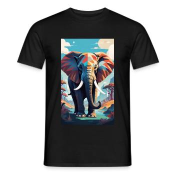 Elefant | Wildtier | Afrika | Kindermotive - Männer T-Shirt - Schwarz - Vorne - AI Model Male 178 light (178cm)