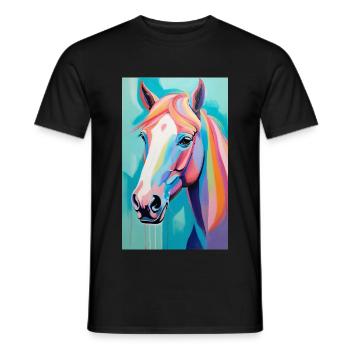 Cheval | Équitation | Animaux | Monture | Coloré - T-shirt homme - noir - Devant - AI Model Male 178 light (178cm)