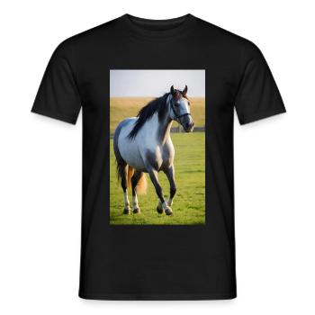 Pferd | reiten | Tier | Reittier | Bunt - Männer T-Shirt - Schwarz - Vorne - AI Model Male 178 light (178cm)