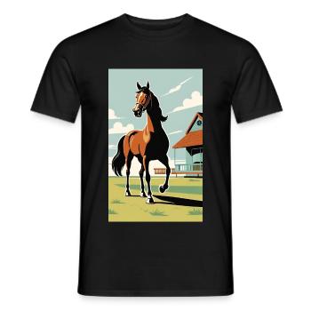Cheval | Équitation | Animaux | Monture | Coloré - T-shirt homme - noir - Devant - AI Model Male 178 light (178cm)