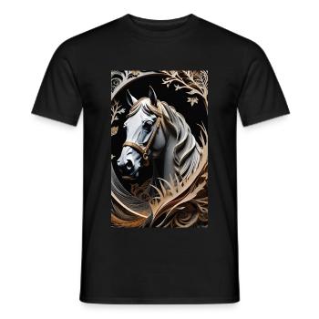 Cheval | Équitation | Animaux | Monture | Coloré - T-shirt homme - noir - Devant - AI Model Male 178 light (178cm)