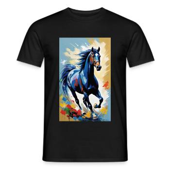 Pferd | reiten | Tier | Reittier | Bunt - Männer T-Shirt - Schwarz - Vorne - AI Model Male 178 light (178cm)