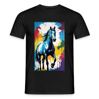 Cheval | Équitation | Animaux | Monture | Coloré - T-shirt homme - noir - Devant - AI Model Male 178 light (178cm)