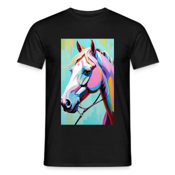 Pferd | reiten | Tier | Reittier | Bunt - Männer T-Shirt - Schwarz - Vorne - AI Model Male 178 light (178cm)