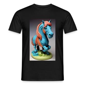 Cheval | Équitation | Animaux | Monture | Coloré - T-shirt homme - noir - Devant - AI Model Male 178 light (178cm)