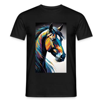 Cheval | Équitation | Animaux | Monture | Coloré - T-shirt homme - noir - Devant - AI Model Male 178 light (178cm)
