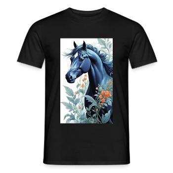 Pferd | reiten | Tier | Reittier | Bunt - Männer T-Shirt - Schwarz - Vorne - AI Model Male 178 light (178cm)