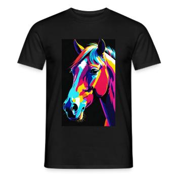 Cheval | Équitation | Animaux | Monture | Coloré - T-shirt homme - noir - Devant - AI Model Male 178 light (178cm)
