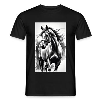 Cheval | Équitation | Animaux | Monture | Coloré - T-shirt homme - noir - Devant - AI Model Male 178 light (178cm)