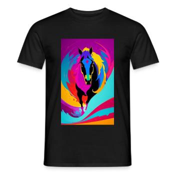 Pferd | reiten | Tier | Reittier | Bunt - Männer T-Shirt - Schwarz - Vorne - AI Model Male 178 light (178cm)