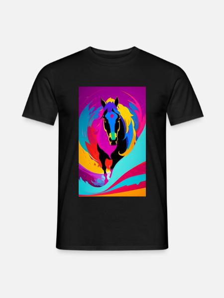 Horse | Horse Riding | Animal | Mount | Colorful - Men's T-Shirt - black