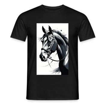Cheval | Équitation | Animaux | Monture | Coloré - T-shirt homme - noir - Devant - AI Model Male 178 light (178cm)