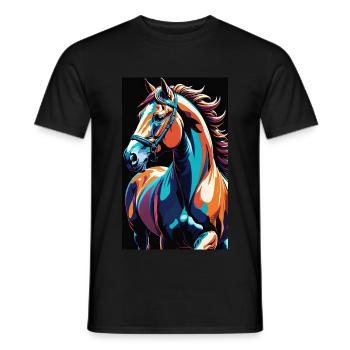 Cheval | Équitation | Animaux | Monture | Coloré - T-shirt homme - noir - Devant - AI Model Male 178 light (178cm)