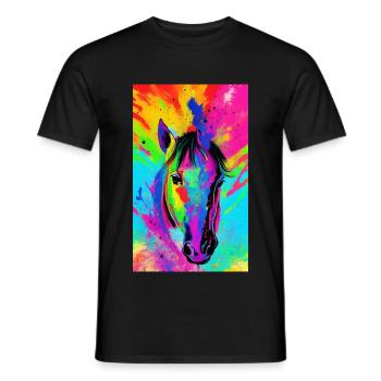 Pferd | reiten | Tier | Reittier | Bunt - Männer T-Shirt - Schwarz - Vorne - AI Model Male 178 light (178cm)