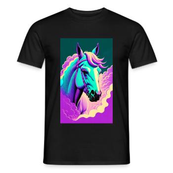 Cheval | Équitation | Animaux | Monture | Coloré - T-shirt homme - noir - Devant - AI Model Male 178 light (178cm)