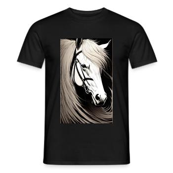 Cheval | Équitation | Animaux | Monture | Coloré - T-shirt homme - noir - Devant - AI Model Male 178 light (178cm)
