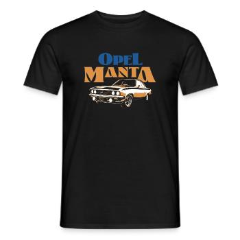 Opel Manta Cool Design In Blue And Orange - Men's T-Shirt - black - Front - AI Model Male 178 light (178cm)