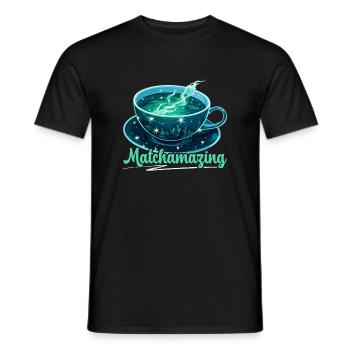 Matcha Tea Lovers Matcha Sayings Tea Time - Men's T-Shirt - black - Front - AI Model Male 178 light (178cm)