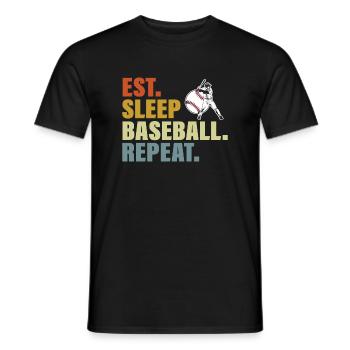 Essen Schlaf Baseball Wiederholung Lustiger Baseball-Liebhaber - Männer T-Shirt - Schwarz - Vorne - AI Model Male 178 light (178cm)