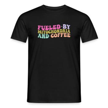 Angetrieben von Mitochondrien und Kaffee - Café - Männer T-Shirt - Schwarz - Vorne - AI Model Male 178 light (178cm)
