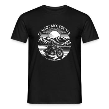 Motard rétro en T-shirt paysage de montagne - T-shirt homme - noir - Devant - AI Model Male 178 light (178cm)
