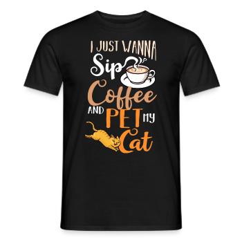 Cafetière Chat Machine Chaton Tasse Grains - T-shirt homme - noir - Devant - AI Model Male 178 light (178cm)