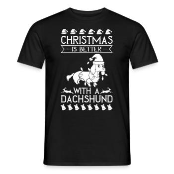 Doxie Dachshund Dackel Teckel Hund Weihnachten - Männer T-Shirt - Schwarz - Vorne - AI Model Male 178 light (178cm)