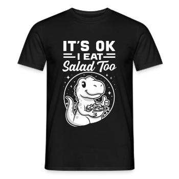 Dino mit Salatschüssel und Daumen hoch - Männer T-Shirt - Schwarz - Vorne - AI Model Male 178 light (178cm)