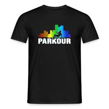 Freerunning Parkour Walljump - T-shirt homme - noir - Devant - AI Model Male 178 light (178cm)