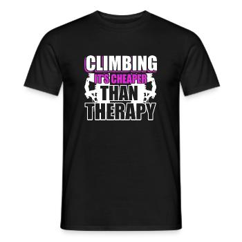 Climbing Climbing Is Cheaper Than Therapy - Men's T-Shirt - black - Front - AI Model Male 178 light (178cm)